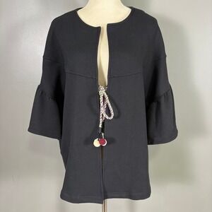 ic by Connie K Jacket L Bell Sleeve Tassel Boho Lagenlook Whimsy Open Thick Cozy